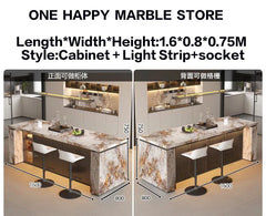 Luxury Marble Kitchen Island Dining Table, Custom Modern Bar Countertop, High-End Open Kitchen Design, Integrated Home Furniture Kitchen Display Cabinets Kitchen & Dining Furniture