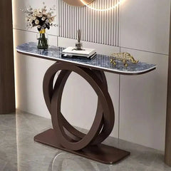 Luxury tablet computer console table Italian semi-circular iron entrance cabinet table Console Tables Creative corridor end view