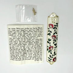 Hand Painted Mezuzah Case Pomegranate Tree Design Jewish Mezuzah Cover with Scroll Home Blessing Present Gift for Festival