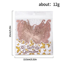 48 Pcs Butterfly for Gift Packing Decorative 3d Butterflies Decor Flower Art Arrangement Wall Paper Ornament DIY Wrapping