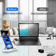 3 in 1 Wireless Charger Stand For iPhone 12/13/14/15/16/17 Fast Charging Station for Apple Watch 10 9 8 7 6 5 4 Airpods 2 3 Pro