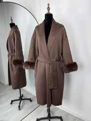 Tossy Fox Fur Wool Short Coat – Elegant Double-Sided Women Jacket