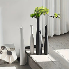 3D Printed Vases - Black and White Tall Conical Vases, Entryway Decor Welcome Vase Ornament, Modern Minimalist Style Decor Vases