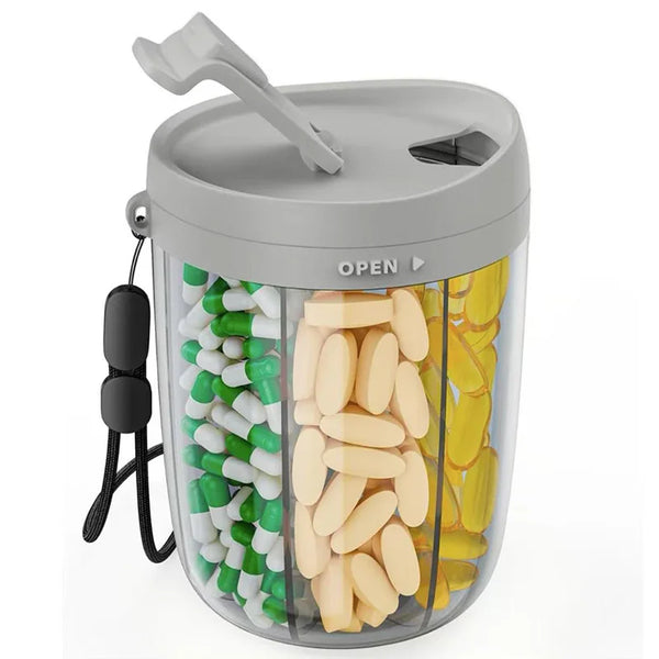 6 Grids Large Pill Cup Bottle Organizer Supplement Organizer for Holding 6 Various Vitamins Travel Pill Case Box Straw Container