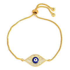 Juya 18K Real Gold Plated Adjustable Chains Multicolor Zirconia Hamsa Fatima Enamel Greek Evil Eye Charms Bracelets For Women