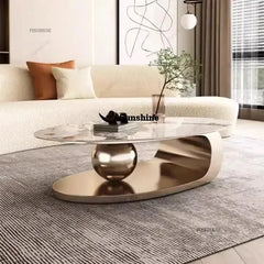 Modern Slate Desktop Metal Coffee Tables Minimalist Designer Home Living Room Furniture Italian Oval Table Living Room Furniture