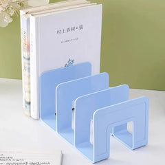 4-Grid Bookends Stand – Desktop Bookshelf Organizer Rack Office Furniture