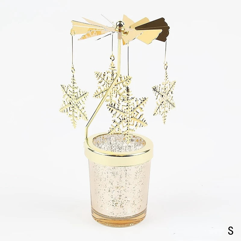 Romantic Valentine's Day Gift Rotating Angel/Rose/Xmas Snowflake Candlestick Candle Tea Lamp Holder for Home Party Decoration