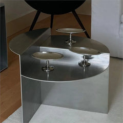 MOMO Stainless Steel Coffee Table Wabi-sabi Style Round Metal Coffee Table Korean Netflix Designer Models Side Table Living Room Furniture