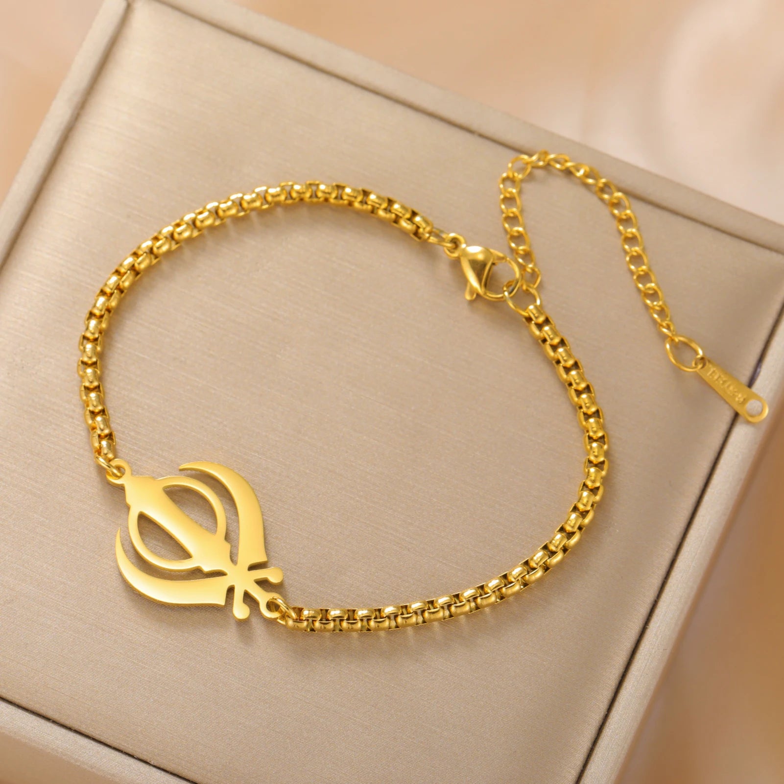 Lucktune Khanda Sikhism Symbol Bracelets for Women Men Stainless Steel Religious Protection Amulet Spiritual Sikh Jewelry Gift