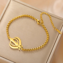 Lucktune Khanda Sikhism Symbol Bracelets for Women Men Stainless Steel Religious Protection Amulet Spiritual Sikh Jewelry Gift
