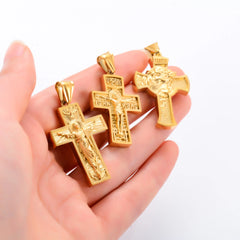 Religious Stainless Steel Cross Pendant Necklace for Women Men Charms for Chain Choker Christian Metal Jewelry Making Accessory