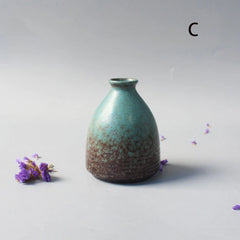 Ceramic vase, small flower vase, minimalist black ceramic living room decor, Japanese retro black dried flower planter