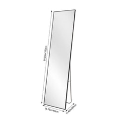 【Lifeideas】Modern Slim Frame Full Length Mirror with Stand, Aluminium Alloy Frame Floor Mirror, for Bedroom