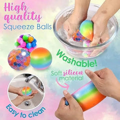 6PCS Mini Rainbow Squishy Stress Balls – Sensory Fidget Set