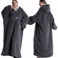 Extra Long Hooded Wearable Blanket – Cozy Flannel TV Throw