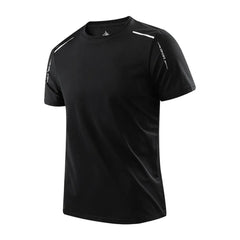 Men's Running Quick Drying T-shirts Breathable Hiking Fishing Tees Soft Elasticity Outdoor Sports Short Shirt Summer