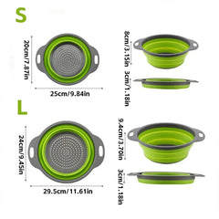 Silicone Folding Drain Basket Fruit Vegetable Washing Basket Foldable Strainer Colander Collapsible Drainer Kitchen Storage Kitchen Tools