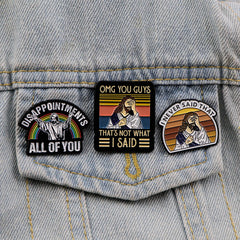 Sacred Jesus Enamel Pins Funny Cartoon Quotes Pin Badge on Backpack Women's Brooches Costume Accessories Fashion Jewelry Gifts