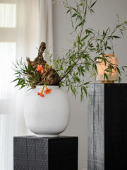 Large Size White Thick Earthenware Flower Vase Ceramic Imitation Living Room Floor Standing Moon Clay Pot Vintage Flower Holder
