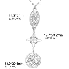 Triple Protection Necklace Virgin Mary Witch Knot Pentagram Tetragrammaton  Stainless Steel Double-side Jewerly