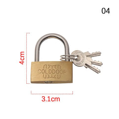 Mini Brass Padlock With 2 Keys Locker Case Supply Travel Suitcase Luggage Case Padlock Security Tool Simple Small Copper Lock