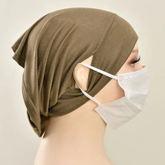Jersey Cotton Muslim Women Under Hijab Cap With Ear Hole Inner Hijab Cap Round Forehead Underscarf Bonnet Femme Musulman
