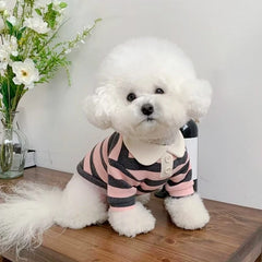 Summer Polo Shirt for Dogs Puppy Clothes Bichon Frise Chihuahua Stripe Dog Sweatshirt Dog Cooling Vest for Small and Medium Dogs Pet Shop Pet Clothing