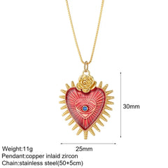 Heart Evil Blue Eye Sun Necklace for Women Cute Dog Bee Elephant Gold Color Pendant Long Stainless Steel Chains