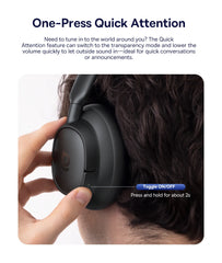 Baseus Bass EH10 NC Wireless Headphones Bluetooth 6.0 Noise Canceling 45dB Over Ear HeadsetSpatial Audio Earphone 80H Time