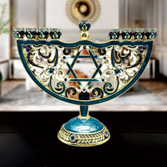 Hand Painted Candle Holder for Hanukkah Menorah Candlestick Candelabrum Candle Stand for Christmas Party Wedding Home Decor Gift