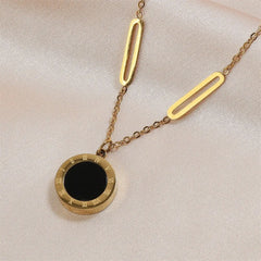 Fashion Roman Digital Wafer Pendant Necklace Stainless Steel Party Jewelry Sexy Choker