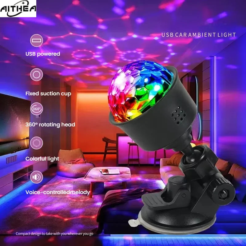 AITHEA Rotate  Multicolor USB Projector Light Night Light for Home Bedroom Party Decor Disco Light Kids Decoration Christmas