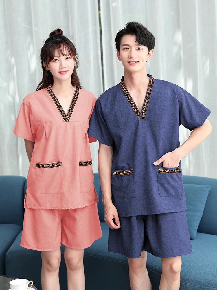 New High-End Sweat Sauna Suit Men's Foot Massage Simple Fashion Design Thermal Spa Bathing Suit Absorbent Cotton Sauna Robe