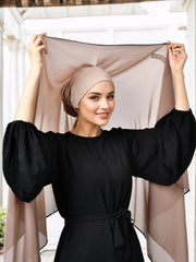 Instant Chiffon Hijab with Magnetic Buckle – Solid Color Scarf
