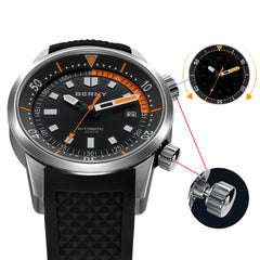 BERNY Men's Dive Watches 200M Waterproof Super Luminous Automatic Mechanical Diver Watch 42mm Sapphire Swim Diving Wristwatch