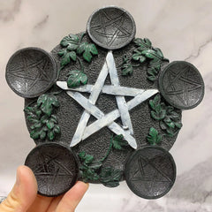 Crystal Ball Holder Astrology Pentacle Altar Plate Resin Tealight Holder Tray Witchcraft Altar Supplies Home Decor