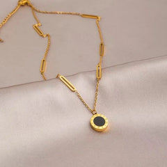 Fashion Roman Digital Wafer Pendant Necklace Stainless Steel Party Jewelry Sexy Choker
