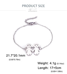 Teamer Cute Family Bracelets Stainless Steel Charm Bracelet Bangle for Daughter Son Sister Brother Couple Gifts Jewelry