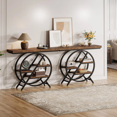 Tribesigns Console Table, 39.4-Inch Entryway Table with Thickened Tabletop, 4- Tier Industrial Narrow Hallway Sofa Table Living Room Furniture