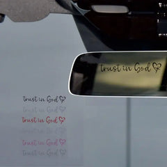 Trust In God Heart Car Rear View Mirror Sticker Decal Faith Bible Verse Christian Church Auto Vehicle Bumper Decor