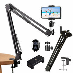 Photography Flexible Arm Tripod For Phone Stand Table Folded Anchor 360° Rotation Online Desktop Laptop Video Live Overhead Shot