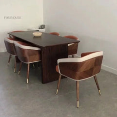 Luxury Modern Dining Chairs Wooden Backrest Armchair Minimalist Lounge Dining Chair Comfortable Dining Room Furniture