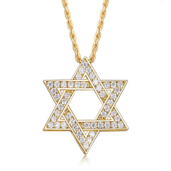 APIR 925 Silver D/VVS1 Moissanite Star Pendant Necklace Cross Star of David for Men Women Lucky Amulet Chain Neck Jewelry