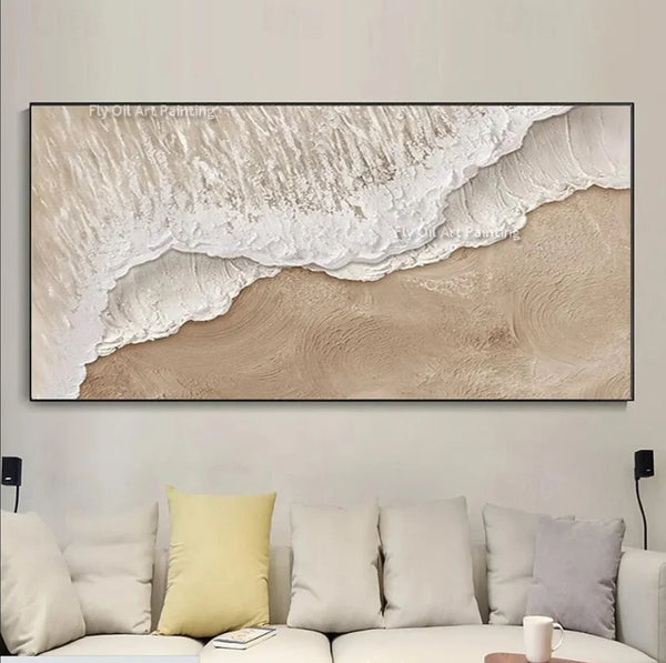 Ocean Waves Abstract Textured Thick Oil Painting Hand Painted Heavy Texture Canvas Art Wabi Sabi Painting Earth Tone Waves Art Home Decor