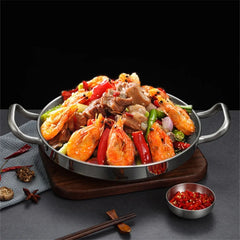 Stainless Steel Saucepan Dry Pots Home Cooking Seafood Rice Pot Paella Pan Picnic Snack Plates Cookware with Handle Kitchen Tools, Cooking Utensils