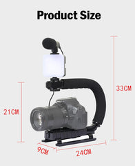 Universal Photography Video Handheld Vlog Stand Stabilizer Kit LED Light Microphone Remote Shutter Phone Camera Video Recording