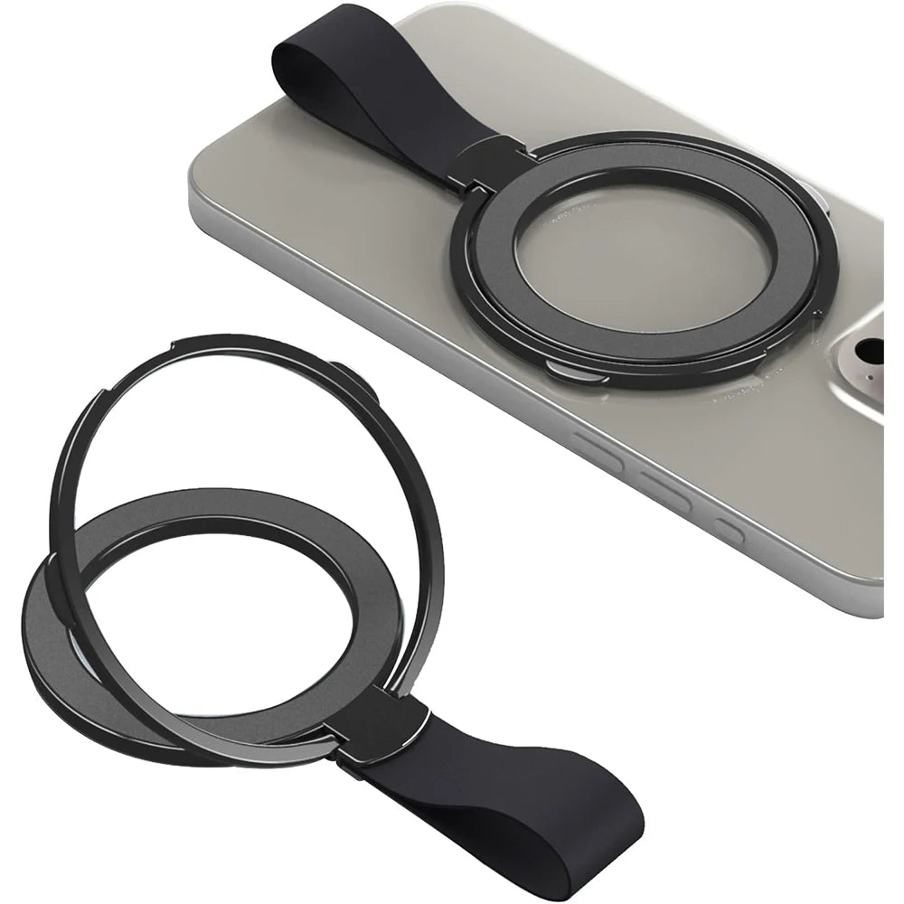 Magnetic Phone Ring Holder Kickstand 360° - Removable Anti-Slip Grip for iPhone 12-16/Samsung/Pixel, Universal Foldable Design