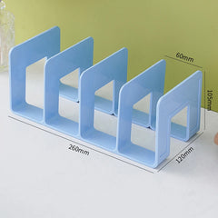 4-Grid Bookends Stand – Desktop Bookshelf Organizer Rack Office Furniture