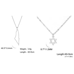 Teamer Israel Map Star of David Pendant Necklace for Women Men Jewish Stainless Steel Necklace Ethnic National Jewelry Wholesale